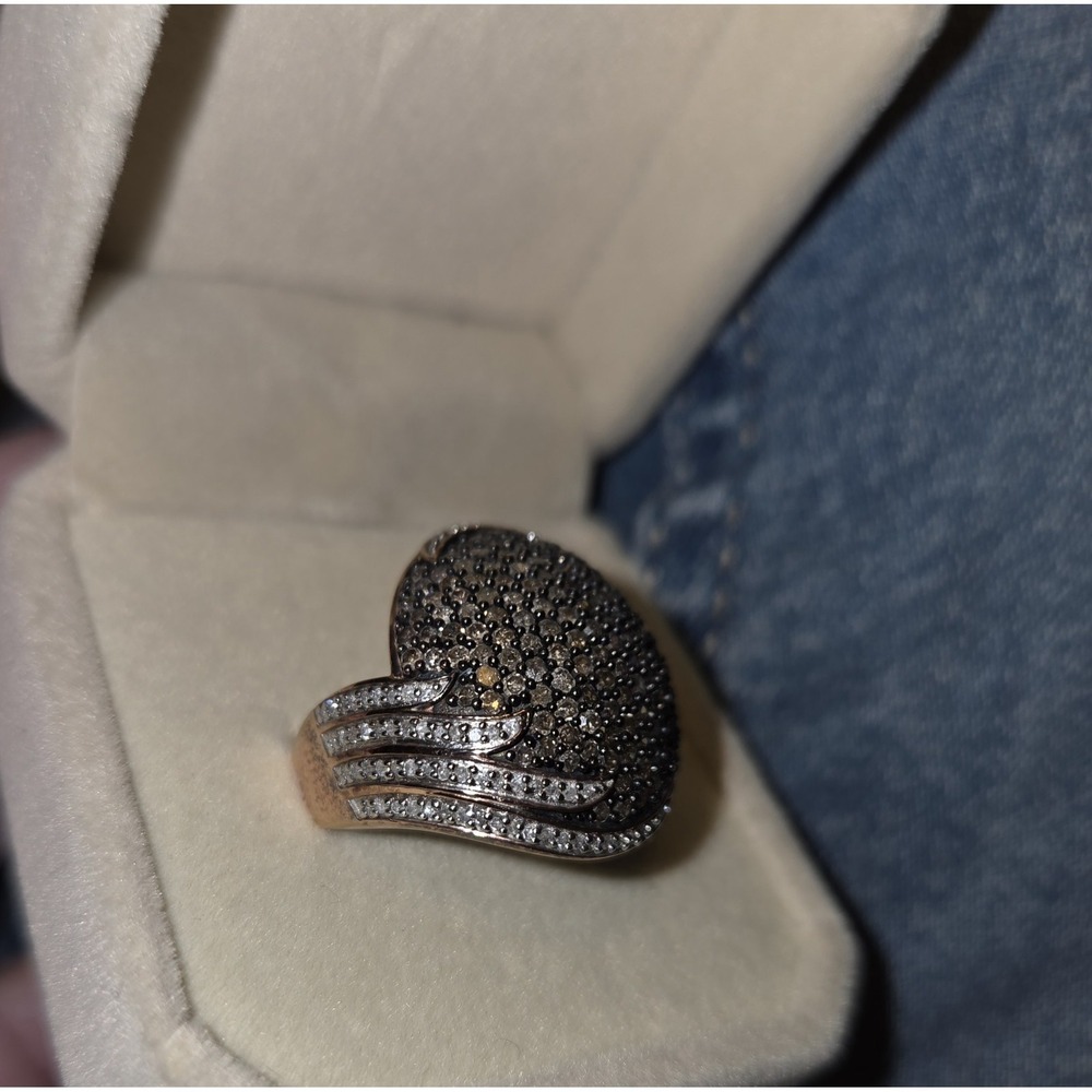 Park Avenue 2.10 White And Mocha Diamond 18k Rose Gold Over Sterling Ring. 7 - Picture 6 of 10